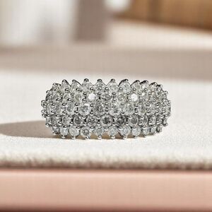 10K Gold- 2 Carat TW- Diamond Ring -Size 7- White Gold -Cluster Pave Ring -3g